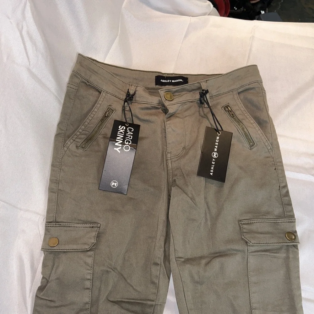 Ashley Mason Jeans‎ Jr Sz 9(29)Army Green Cargo Low Rise Pants 6-Pockets